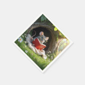Serviette En Papier Mouse Reading a Red Book On a Blanket (Coin)