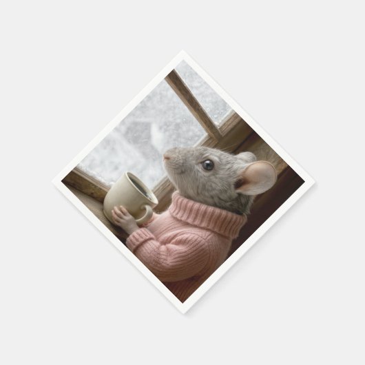 Serviette En Papier Mouse With a Cup of Coffee (Coin)