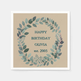 Serviette En Papier Mousse de Mocha personnalisable marron Feuille d'a