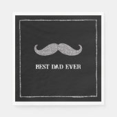 Serviette En Papier Moustache en argent noir meilleur papa jamais (Devant)