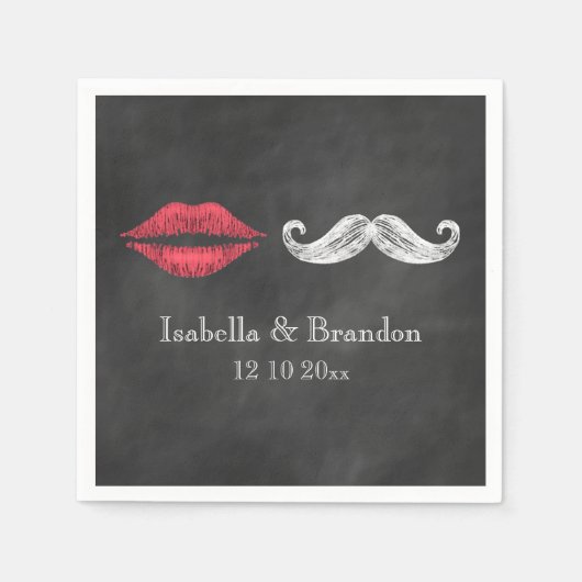 Serviette En Papier Moustache & Lèvres Napkin (Devant)