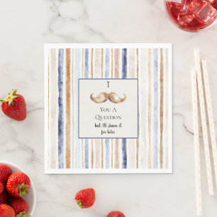 Serviette En Papier Moustache Rayures Crème Bleue Vous Pose Une Questi