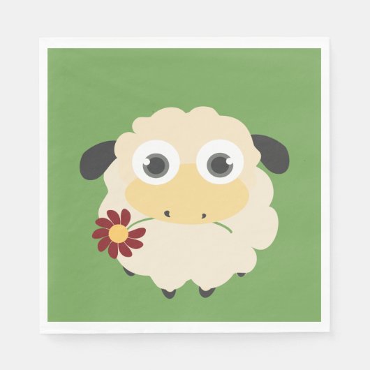 Serviette En Papier Mouton À Fleur (Devant)