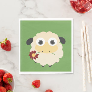 Serviette En Papier Mouton Avec Une Fleur