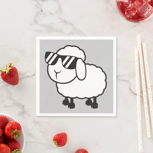 Serviette En Papier Mouton blanc dans les lunettes de soleil (En situation)