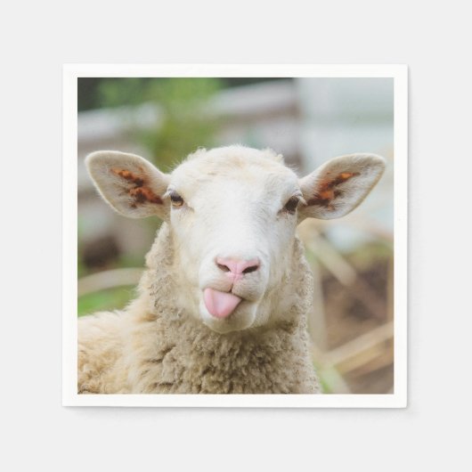 Serviette En Papier Mouton montrer langue (Devant)
