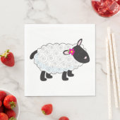 Serviette En Papier Mouton Noir Avec Laine Blanche (En situation)