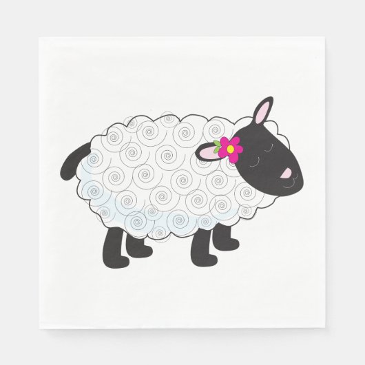 Serviette En Papier Mouton Noir Avec Laine Blanche (Devant)