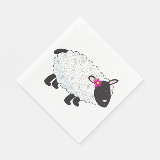 Serviette En Papier Mouton Noir Avec Laine Blanche (Coin)