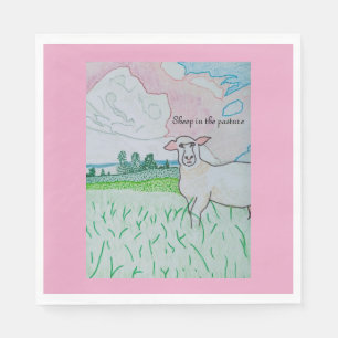 Serviette En Papier Moutons dans le pâturage