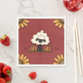 Serviette En Papier Moutons Et Fleurs (En situation)