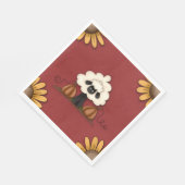 Serviette En Papier Moutons Et Fleurs (Coin)