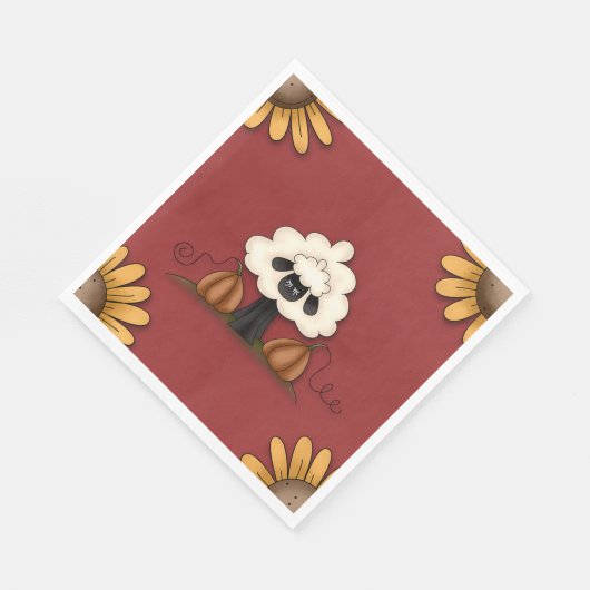 Serviette En Papier Moutons Et Fleurs (Coin)