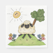 Serviette En Papier Moutons Sur Un Papier Collé (Devant)