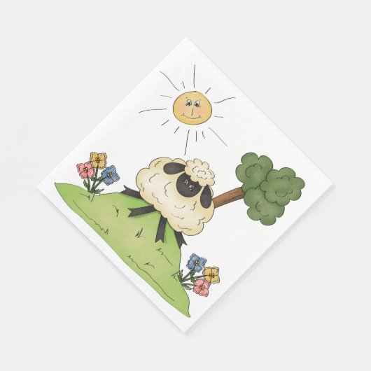 Serviette En Papier Moutons Sur Un Papier Collé (Coin)