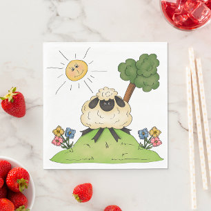 Serviette En Papier Moutons Sur Un Papier Collé