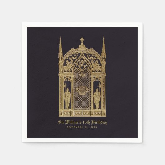 Serviette En Papier Moyen Age Thème Anniversaire Gothique Chevalier No (Devant)