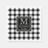 Serviette En Papier Moyenne Rustic Buffalo Checks Monogramme Nom Année (Devant)