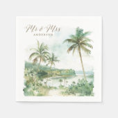 Serviette En Papier Mr and Mrs Elegant Destination Beach Wedding (Devant)