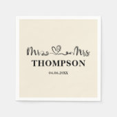 Serviette En Papier Mr and Mrs Elegant Simple | Natural White (Devant)