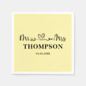 Serviette En Papier Mr and Mrs Elegant Simple | Pale Yellow (Devant)