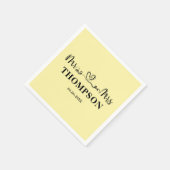 Serviette En Papier Mr and Mrs Elegant Simple | Pale Yellow (Coin)