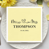 Serviette En Papier Mr and Mrs Elegant Simple | Pale Yellow