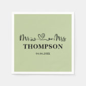 Serviette En Papier Mr and Mrs Elegant Simple | Sage Green (Devant)