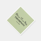 Serviette En Papier Mr and Mrs Elegant Simple | Sage Green (Coin)