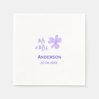 Serviette En Papier Mr & Mrs add family name date year wedding favor g
