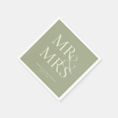 Serviette En Papier MR&MRS Minimal Typographique Vert Sauge Cocktail (Coin)
