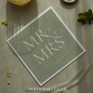 Serviette En Papier MR&MRS Minimal Typographique Vert Sauge Cocktail