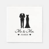 Serviette En Papier Mr & Mrs Wedding Dress Tuxedo Newlywed Couple (Devant)