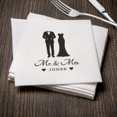 Serviette En Papier Mr & Mrs Wedding Dress Tuxedo Newlywed Couple