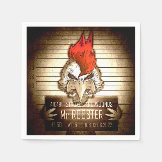 Serviette En Papier Mr Rooster Vintage (Devant)