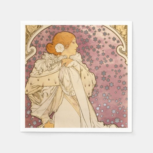 Serviette En Papier Mucha Art nouveau femme beauté (Devant)
