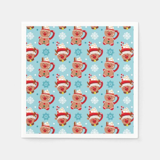 Serviette En Papier Mug de Noël festif de cacao (Devant)