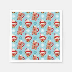 Serviette En Papier Mug festif de chocolat chaud de Noël