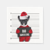 Serviette En Papier Mugshot Mauvais Père Noël Drôle Chien Noël (Devant)