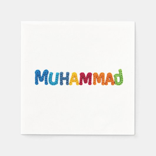 Serviette En Papier MUHAMMAD Nom dans le Motif Crochet animé (Devant)