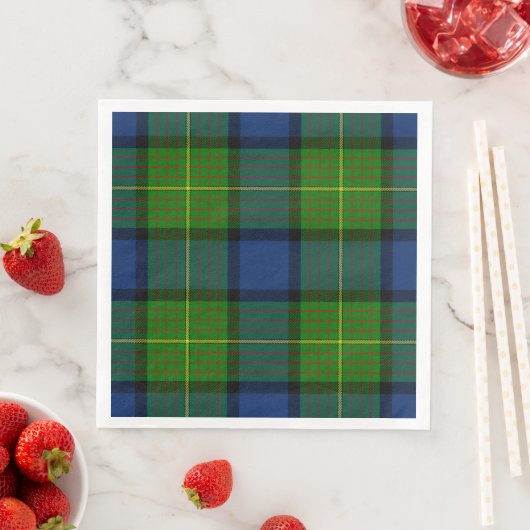 Serviette En Papier Muir Moore écossais vert bleu plaid (En situation)