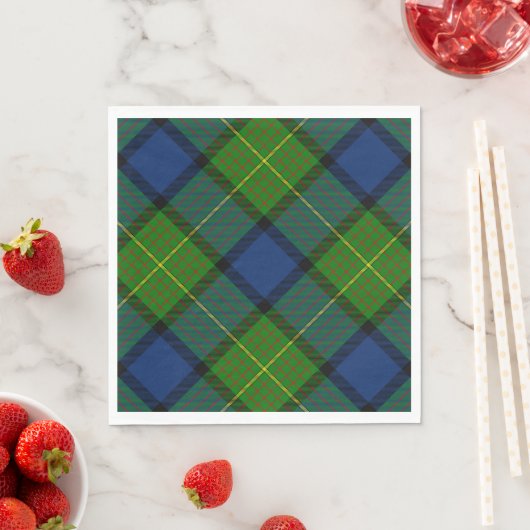 Serviette En Papier Muir Moore écossais vert bleu plaid (En situation)