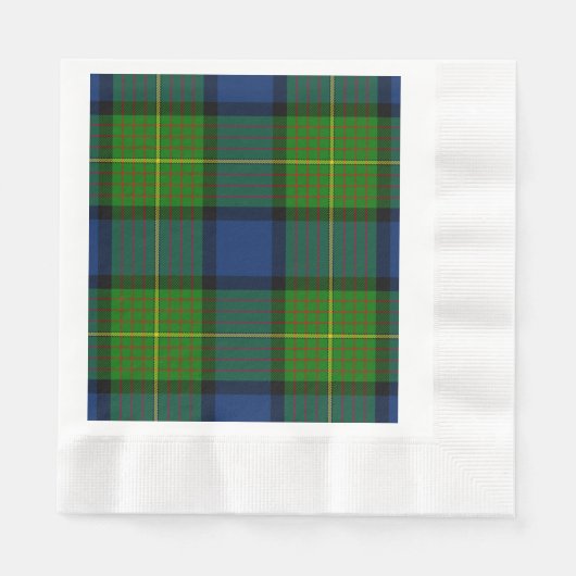 Serviette En Papier Muir Moore écossais vert bleu plaid (Devant)