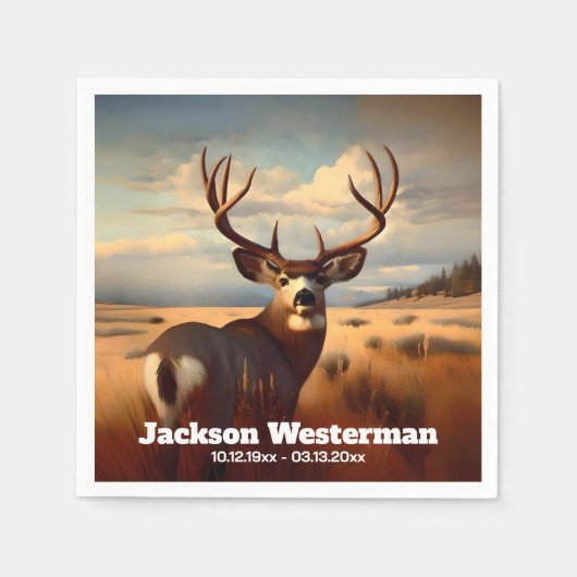 Serviette En Papier Mule Deer sur le mémorial de Prairie (Devant)