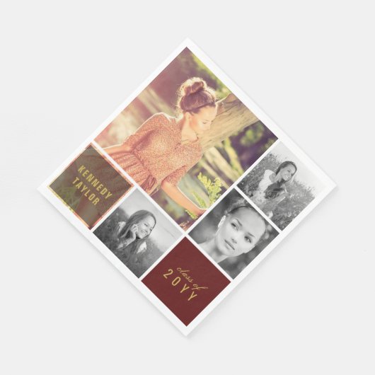 Serviette En Papier Multi-Carré Simple Photo Collage Partie de graduat (Coin)