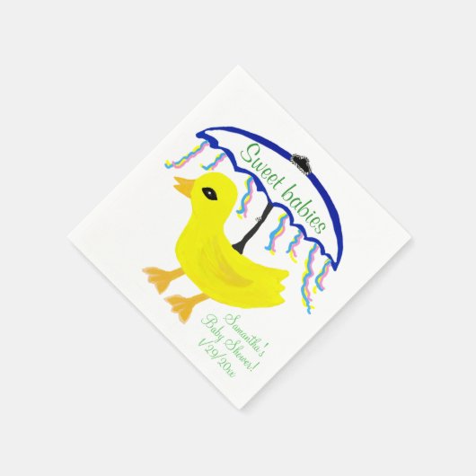 Serviette En Papier Multiples mignon Baby shower Jaune Canard Paraplui (Coin)