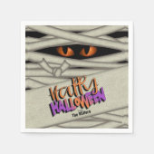 Serviette En Papier Mummy Eyes Halloween Orange/Violet ID685 (Devant)
