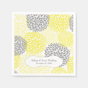 Serviette En Papier Mums gris jaune / votre propre libellé