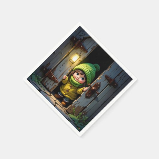 Serviette En Papier Munchkin Wearing a Knit Hat and Sweater (Coin)