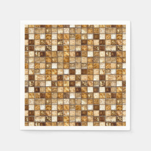 Serviette En Papier Mur de carreaux de mosaïque marron et beige